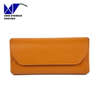 Étui à lunettes classique de couleur unie résistant à la pression et à l'abrasion, pochette portable en PU imperméable avec fermeture à pression