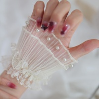 Manchette en organza pour photographie d'ongles, avec dentelle perlée et double couche de maille, pour poignets de style féerique Loli/JK
