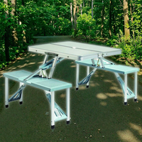 Moderner ausziehbarer Aluminium-Tisch im Freien mit 4-Stuhl-Set Strand klappbarer Esstisch mit Bank für Küchen hotel oder Halle