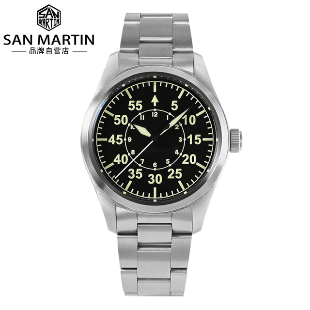 Factory Price San Martin Vintage pilot Yn55 39mm Mechanical Automatic Movement 20atm 316 Stainless Steel Watch for Sale