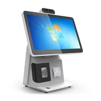Terminal de point de vente tout-en-un Hongkai C6 OEM 15 pouces à double écran tactile, deuxième écran, système d'exploitation Windows/Android, imprimante thermique, pour usage en restaurant