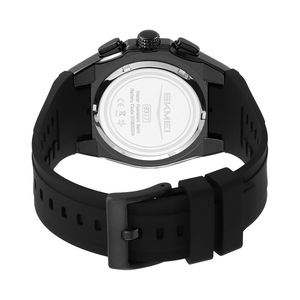 Skmei Men's Quartz Watch Chronograph Skeleton Dial Waterproof Luminous Analog 30M Black Rubber Strap - Product Image 4
