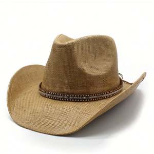 Sombrero de Vaquero Occidental Vintage de Ala Ancha con Diseño de Hoja Dorada, Sombrero para el Sol del Fabricante para Actividades al Aire Libre en la Playa, Gorras Promocionales - Product Image 3