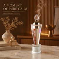 Brûleur d'encens en cristal K9 style trophée, base en diamant écrasé, calice en métal doré, support d'aromathérapie pour la décoration intérieure