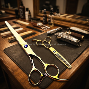 Ciseaux de coiffure professionnels en acier inoxydable à manche long droit, économiques, pour barbier et esthétique, ciseaux à effiler affûtés - Product Image 3