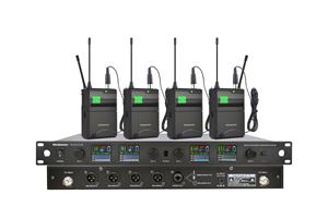 Sistema de micrófono inalámbrico profesional de 4 canales UHF 4U de largo alcance (300m) con tecnología True Diversity para presentaciones en escenario. - Product Image 3