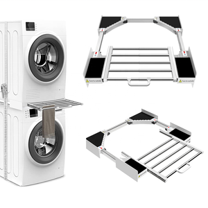 Kit de superposition réglable en hauteur pour lave-linge et sèche-linge, kit de superposition universel pour lave-linge et sèche-linge avec étagère à vêtements extractible - Product Image 5