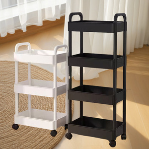 Plastic <b>Storage</b> <b>Cart</b> 3 Tier Mobile Trolley With Wheels For Home Office Bedroom Kitchen Bathroom Organization - Product Image 1