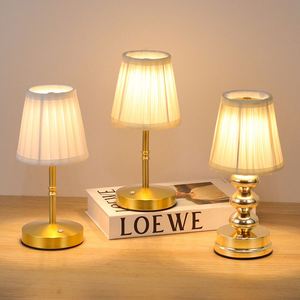 Fabric Metal <b>Table</b> Lamp Charging Touch LED Decorative Ambient USB <b>Bedside</b> Creative Night Light Dimmable Simple Cordless - Product Image 1