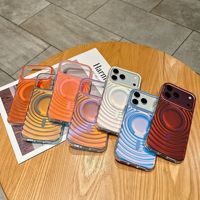 Coque de téléphone portable à texture ondulée pour iPhone 18 17 16 Pro Max, coque magnétique tendance