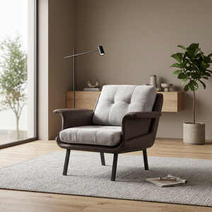 Sillón Moderno Tapizado en Cuero con Patas de Metal para Muebles de Sala de Estar - Product Image 4