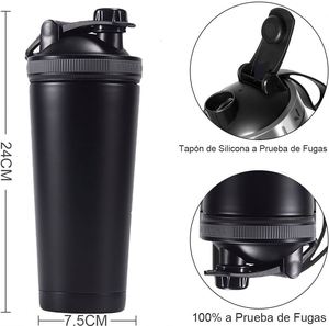 Bouteille shaker de sport en acier inoxydable à double paroi isolée de 750 ml (25 oz) avec logo personnalisé, vente en gros, gobelet shaker de sport pour la salle de sport - Product Image 2