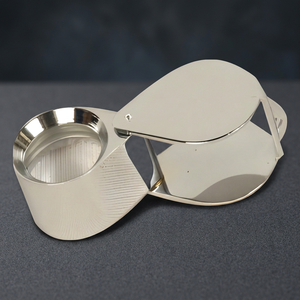 Loupe de Bijoutier Ovale Entièrement Métallique 10x 21mm S-136, Loupe de Poche à Grande Vision en Verre Optique, Outil d'Identification des Diamants et des Pierres Précieuses - Product Image 2