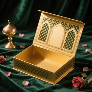 Hộp quà tặng ngày lễ Ramadan bằng bìa cứng vàng, đóng kín bằng nam châm UV 2mm, kiểu Hồi giáo Ả Rập Xê Út, dùng để đựng thực phẩm, đặc biệt là sôcôla. - Product Image 5