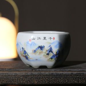 Maceta Hexagonal para Bonsái con Diseño de Dragón Pintado a Mano, Estilo Chino, Mini Maceta para Flores, Contenedor para Plantas de Escritorio - Product Image 3