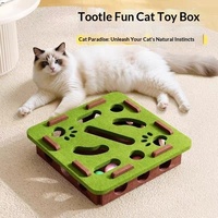 Jouet interactif transfrontalier pour chat : boîte en feutre respirante avec trous de labyrinthe, anti-ennui et stimulant, avec clochette pour chat