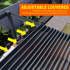 Pergolas en aluminium à lames orientables, imperméables et personnalisables, avec éclairage LED RVB, pour jardin, patio, cour arrière, pergola rétractable - Product Image 2