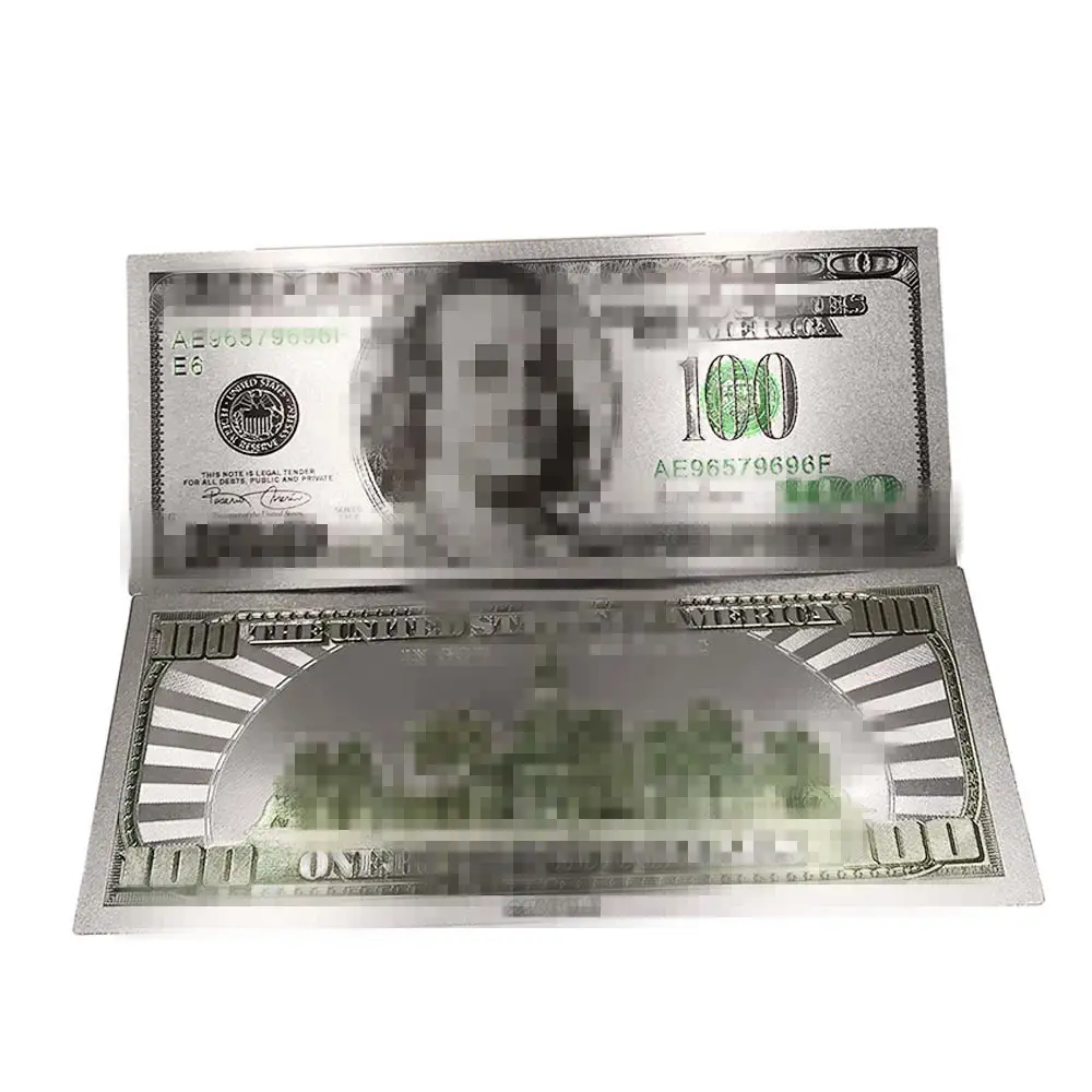 シルバーフォイルUS 100ドル紙幣金メッキドルの楽しみのためのお金