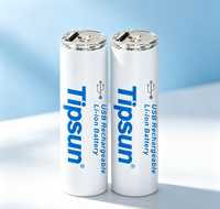 Batterie Li-ion rechargeable AA en gros, Tipsun 1.5V 2300mWh, USB Type-C, approvisionnement en vrac