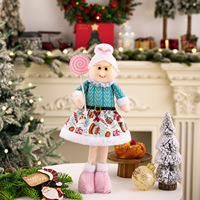 Christmas Santa Claus Mrs Claus Standing Plush Dolls Long Legged Figurines Candy Cane Lollipop Xmas Home Holiday Table Decor