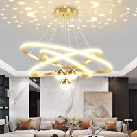 Lustre LED à projection d'étoiles, design moderne et minimaliste, plafonnier intelligent effet galaxie, suspension en aluminium à intensité variable pour chambre d'enfant