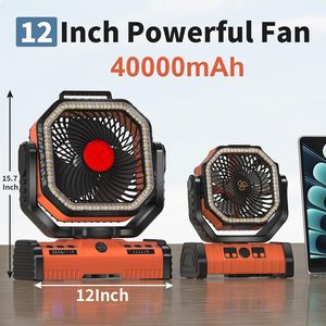 Ventilateur de camping électrique F6 12 pouces 40000 mAh avec batterie USB, moteur sans balais, faible bruit, oscillation automatique pour extérieur, camping-car et maison - Product Image 3