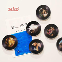Tag Piringan Hitam Vinyl NFC 13.56Mhz Warna Hitam dengan Gambar Musik, Magnet Akrilik untuk Kulkas