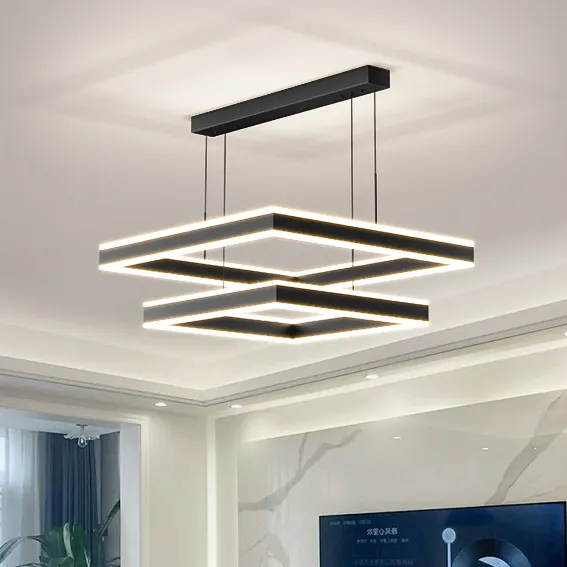Classic decorative high ceiling lighting chandelier luxury black lustre pendant lights modern minimalist led light pendant