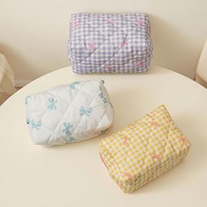 Robuste Kosmetik tasche aus Baumwolle Tragbare Reisesp eicher ung mit Reiß verschluss Klassisches Muster Modischer Wasch beutel für den Außenbereich - Product Image 3