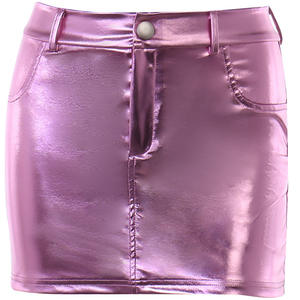 Conjunto de Falda y Top de Verano, Estilo Deportivo, Cintura Alta, Ajustado, Estilo <span class=keywords><strong>Spice</strong></span> Girls, Falda Corta de Piel Sintética, Tallas Grandes, Moda Casual, 2 Piezas - Product Image 1