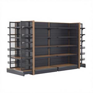 Estanterías de Góndola Multinivel Highbright para Supermercados con Estantes de Madera y Panel Trasero de Malla Metálica para Exhibición en Tiendas de Abarrotes - Product Image 4