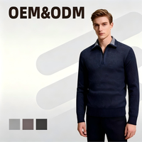 Pull en polaire épais pour homme, personnalisé, hiver, demi-zip, chaud, tricoté, en laine, coupe ajustée