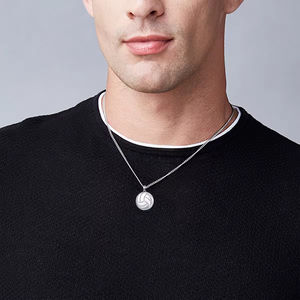 สร้อยคอจี้รูปวอลเลย์บอลทรงกลมขนาด 22 มม. เงินแท้ 925 สำหรับผู้ชายและผู้หญิง - Product Image 4