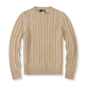 Nuovo Pullover da <span class=keywords><strong>Uomo</strong></span> Invernale in Cotone Lavorato a Trecce con Logo Personalizzato, Girocollo e Vestibilità Aderente Stile Old Money - Product Image 2