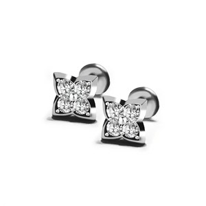 S925 <b>Sterling</b> <b>Silver</b> <b>Stud</b> Earrings Flower Shape Zircon Inlay Claw Setting For Men And Women Gift Jewelry - Product Image 3