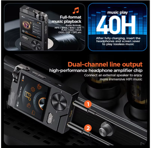 เครื่องเล่น MP3 คุณภาพสูง ผลิตจากโลหะผสมสังกะสีพรีเมียม รองรับ DSD พร้อม EQ อีควอไลเซอร์ และหน่วยความจำขนาดใหญ่ 128GB สำหรับผู้รักเสียงเพลง - Product Image 2