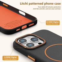Coque de Téléphone en Cuir PU Texture Litchi Tendance Magnétique Antichoc pour iPhone 17 16 15 14 Pro Max Étui Souple en TPU
