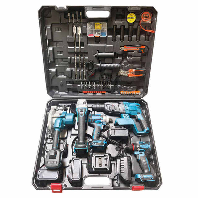 Factory Wholesale Hot Sale Combo Power Tools 5 Kits Tool Set 21V Cordless Drills Impact Wrench Hammer Tool Kit for Maintenance