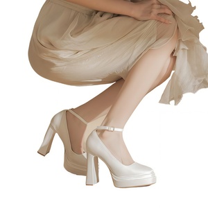 Zapatos de Tacón Alto con Punta Cuadrada y una Sola Tira, Estilo Mary Jane, Tendencia de Moda Primavera <span class=keywords><strong>Verano</strong></span> Otoño, Tacones de Satén, Cierre Deslizante, Plataforma de Goma - Product Image 4