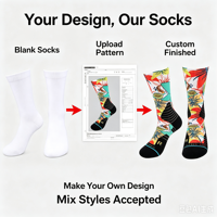 Chaussettes unisexes vierges pour sublimation, en mélange de coton, imprimées sur mesure, motif personnalisé OEM, chaussettes décontractées et sportives pour hommes et femmes