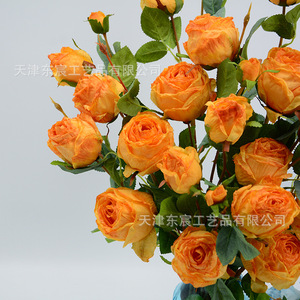 ดอกกุหลาบประดิษฐ์ดงเฉิน 4 ก้านเดี่ยว สีชมพูคอรัล สำหรับตกแต่งงานแต่งงานและตกแต่งบ้าน - Product Image 3