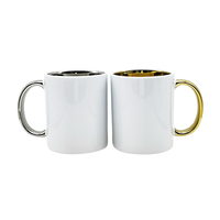 Ensemble de six tasses à café en céramique blanche pour sublimation avec accents métalliques or et argent – Lot commercial en gros B2B