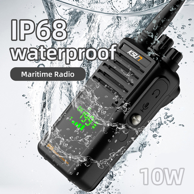 KSUN 10W IP68 Waterproof VHF Maritime Two Way Radio Scanner Portable Wireless Intercom Long Range Marine Walkie Talkie