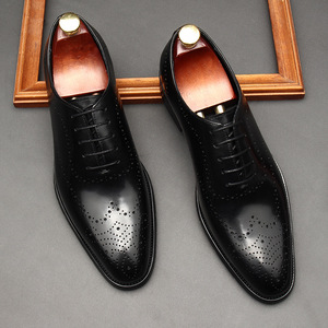 Chaussures Oxford pour hommes en cuir véritable à bout carré, style coréen, formelles, faites à la main, antidérapantes, respirantes et légères - Product Image 2