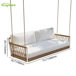 KIngmake การออกแบบที่เรียบง่ายกลางแจ้งเชือกทอโครงอลูมิเนียมขาตั้งเปลญวนพร้อมเก้าอี้ 3-6 ปี ขาตั้งเปลญวนเบาะ 2 ที่นั่ง - Product Image 4