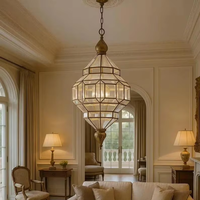 Lampe de plafond en verre marocain, luminaire suspendu en verre transparent avec cadre en laiton, lampe suspendue marocaine