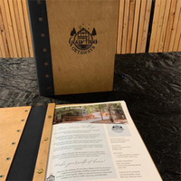 Nouvelle Pochette de Menu Promotionnelle en Cuir et Contreplaqué avec Clips, Personnalisable et Gravée pour Restaurants, Bars, Mariages – Porte-Menus en Bois