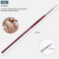 Stylo de Peinture pour Nail Art, Kit de Pinceaux en Bois pour Gel UV DIY, Pinceaux de Dessin pour Motifs Floraux et Grille, Pinceau Liner Gel pour Nail Art 7mm 12.5mm 19mm