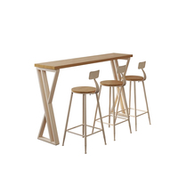 Tavolo Alto e Sedie in Legno Massello, Design Moderno Regolabile in Altezza, Ecologico, per Uso Esterno, Balcone, Caffè o Hotel