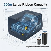 Impresora de Etiquetas de Transferencia Térmica Multimaterial con Opción de Despegador, Impresora de Etiquetas de Escritorio de 110 mm, Etiquetas de Cuidado de Ropa en Stock
